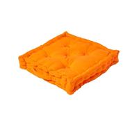 HOMESCAPES Luxury Floor Cushion Plain 100% Cotton Orange 50 x 50 x 10cm, Booster Cushion Seat Chair Pad Dining Thick & Plush Garden Floor Pillow for Kids Elderly Pets Indoor Outdoor Use