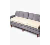 HOMESCAPES Cream Quilted 3-Seater Booster Cushion with Removable Cover 150cm Long 10cm Deep Firm Orthopaedic Foam Cushion Three Seater Large Sofa Seat Pad with Soft 100% Cotton Washable Cover