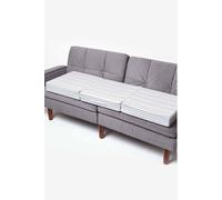 HOMESCAPES Grey Stripe Quilted 3-Seater Booster Cushion with Removable Cover 150 cm Long 10cm Deep Firm Orthopaedic Foam Cushion Three Seater Large Sofa Seat Pad with Soft 100% Cotton Washable Cover