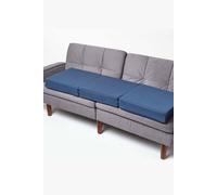 HOMESCAPES Navy Blue Quilted 3-Seater Booster Cushion with Removable Cover 150cm Long 10cm Deep Firm Orthopaedic Foam Cushion Three Seater Large Sofa Seat Pad with Soft 100% Cotton Washable Cover