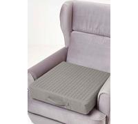 HOMESCAPES Grey Quilted Armchair Booster Cushion with Removable Cover 50 cm Square 10cm Deep Firm Orthopaedic Foam Cushion Seat Pad with Soft 100% Cotton Washable Cover
