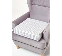 HOMESCAPES Grey Stripe Quilted Armchair Booster Cushion with Removable Cover 50 cm Square 10cm Deep Firm Orthopaedic Foam Cushion Seat Pad with Soft 100% Cotton Washable Cover
