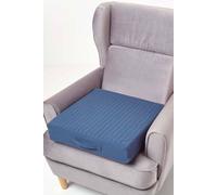 HOMESCAPES Navy Blue Quilted Armchair Booster Cushion with Removable Cover 50 cm Square 10cm Deep Firm Orthopaedic Foam Cushion Seat Pad with Soft 100% Cotton Washable Cover