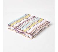 Homescapes Cotton Osaka Green Stripes Floor Cushion, 50 X 50 Cm