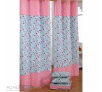 Homescapes Birds & Flowers Ready Made Eyelet Curtain Pair in Blue | Size: 117 cm width x 137 cm drop Homescapes Blue 117 cm width x 137 cm drop