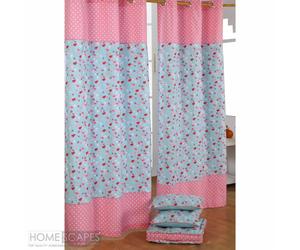 Homescapes Cotton Patchwork Curtains Ready Made Eyelet Ring Top 3 Sizes