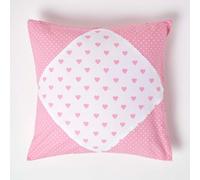 (60 x 60 cm, Pink Hearts Polka) Cotton Hearts and Polka Dots Cushion Cover