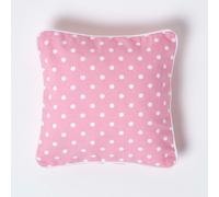 Homescapes Cotton Pink Polka Dots Cushion Cover, 30 X 30 Cm