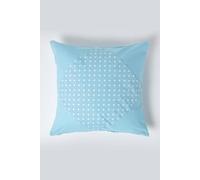 Homescapes Cotton Plain & Polka Dots Cushion Cover in Blue | Size: 60 cm x 60 cm Homescapes Blue 60 cm x 60 cm