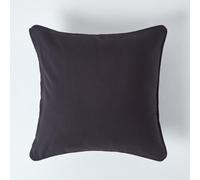 Homescapes - Cushion Cover - Plain 100% Cotton - Black Square - 45 x 45 cm (18 x 18) - Washable