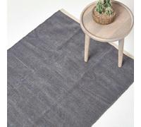 100% Cotton Plain Chenille Rug Homescapes Dark Grey 110cm x 170cm