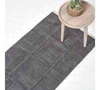 100% Cotton Plain Chenille Hall Runner, 66 x 200 cm Homescapes Dark Grey 66cm x 200cm