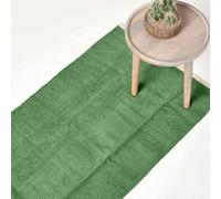 Homescapes 100% Cotton Plain Chenille Hall Runner, 66 x 200 cm in Dark Olive | Size: 66 cm x 200 cm Homescapes Dark Olive 66 cm x 200 cm
