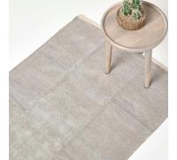 100% Cotton Plain Chenille Rug Homescapes Light Grey 90cm x 150cm