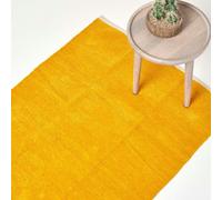 Homescapes 100% Cotton Plain Chenille Rug in Mustard | Size: 110 cm x 170 cm Homescapes Mustard 110 cm x 170 cm
