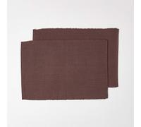 HOMESCAPES Premium Place Mats For Table, Set of 2, Non-Slip Chocolate Brown Table Mats, 100% Cotton, Washable Ribbed Placemats for Kitchen & Dining - 50cm x 33cm