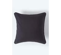 Homescapes Sofa Cushion Cover 100% Cotton Plain - Large Square, Washable - 60 x 60 cm Black