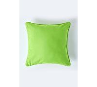 HOMESCAPES - 100% Cotton Plain Green Cushion Cover- 30 x 30 cm Square - 12 x 12 Inches Bright Lime Green Sofa Cushion Pillow Cover - Washable