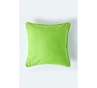 HOMESCAPES - 100% Cotton Plain Green Large Cushion Cover - 60 x 60 cm Square - 24 x 24 Inches Bright Lime Green Sofa Cushion Pillow Cover - Washable