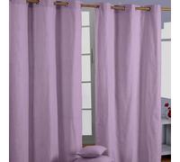 HOMESCAPES Mauve Eyelet Curtain Pair 117cm (46") Wide x 137cm (54") Drop Plain Heavy Unlined Curtains