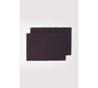 HOMESCAPES Place Mats For Table, Set of 2, Non-Slip Black Table Mats, Washable Ribbed Placemats for Kitchen & Dining - 50cm x 33cm