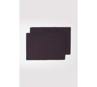 HOMESCAPES Place Mats For Table, Set of 2, Non-Slip Black Table Mats, Washable Ribbed Placemats for Kitchen & Dining - 50cm x 33cm