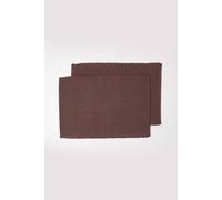 HOMESCAPES Premium Place Mats For Table, Set of 2, Non-Slip Chocolate Brown Table Mats, 100% Cotton, Washable Ribbed Placemats for Kitchen & Dining - 50cm x 33cm