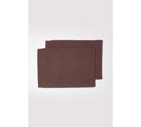 HOMESCAPES Premium Place Mats For Table, Set of 2, Non-Slip Chocolate Brown Table Mats, 100% Cotton, Washable Ribbed Placemats for Kitchen & Dining - 50cm x 33cm