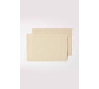 HOMESCAPES Premium Place Mats For Table, Set of 2, Non-Slip Cream Table Mats, 100% Cotton, Washable Ribbed Placemats for Kitchen & Dining - 50cm x 33cm