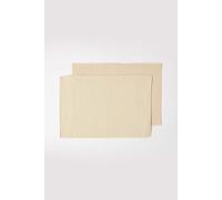 HOMESCAPES Premium Place Mats For Table, Set of 2, Non-Slip Cream Table Mats, 100% Cotton, Washable Ribbed Placemats for Kitchen & Dining - 50cm x 33cm