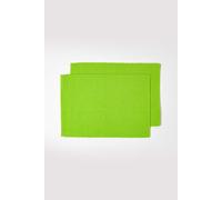 HOMESCAPES Premium Place Mats For Table, Set of 2, Non-Slip Lime Green Table Mats, 100% Cotton, Washable Ribbed Placemats for Kitchen & Dining - 50cm x 33cm
