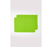 HOMESCAPES Premium Place Mats For Table, Set of 2, Non-Slip Lime Green Table Mats, 100% Cotton, Washable Ribbed Placemats for Kitchen & Dining - 50cm x 33cm