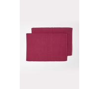 HOMESCAPES Premium Place Mats For Table, Set of 2, Non-Slip Plum Table Mats, 100% Cotton, Washable Ribbed Placemats for Kitchen & Dining - 50cm x 33cm