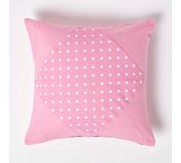 Homescapes Cotton Plain & Polka Dots Cushion Cover in Pink | Size: 45 cm x 45 cm Homescapes Pink 45 cm x 45 cm