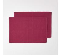 Homescapes Cotton Plain Plum Pack Of 2 Placemats