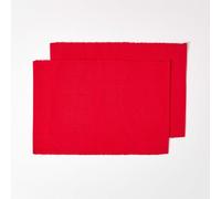 Homescapes Cotton Plain Red Pack Of 2 Placemats
