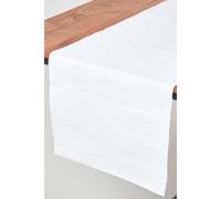 HOMESCAPES - Table Runner - White - 100% Ribbed Cotton - 17 x 70 Inch (44 x 178 cm) - Easy Care - Washable at 40 Deg C