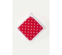 HOMESCAPES - Pure Cotton Pot Holder - Polka Dot - Red White - 20 x 20 cm - Fully Coordinated Washable Kitchen Linen