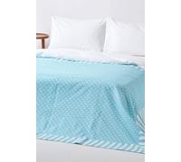 Homescapes Cotton Polka Dots & Stripes Sofa Throw in Blue | Size: 150 cm x 200 cm Homescapes Blue 150 cm x 200 cm