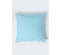HOMESCAPES - 100% Cotton - Polka Dots - Large Cushion Cover - 60 x 60 cm Square - 24 x 24 Inches - Blue White - 100% Cotton Sofa Pillow Cushion Cover - Washable