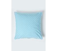 HOMESCAPES - 100% Cotton - Polka Dots - Cushion Cover - 45 x 45 cm Square - 18 x 18 Inches - Blue White - 100% Cotton Sofa Pillow Cushion Cover - Washable