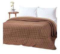 Homescapes Cotton Quilted Reversible Bedspread Chocolate Mink Brown, 200 X 200 Cm