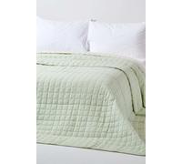 Homescapes Cotton Quilted Reversible Bedspread in Green | Size: Single Homescapes Green Single