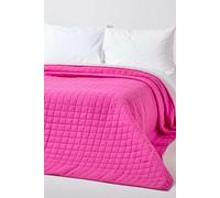 Homescapes Cotton Quilted Reversible Bedspread in Pink | Size: Single Homescapes Pink Single