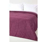 Homescapes Cotton Quilted Reversible Bedspread Lavender Purple,150 X 200 Cm