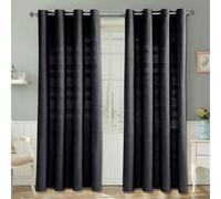 Cotton Rajput Ribbed Curtain Pair Homescapes Black 167cm width x 183cm drop