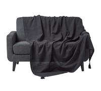Cotton Rajput Ribbed Throw Homescapes Black 150cm x 200cm