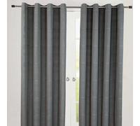 Homescapes Cotton Rajput Ribbed Curtain Pair in Charcoal | Size: 140 cm width x 137 cm drop Homescapes Charcoal 140 cm width x 137 cm drop
