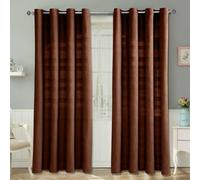Homescapes Cotton Rajput Ribbed Curtain Pair in Chocolate | Size: 140 cm width x 137 cm drop Homescapes Chocolate 140 cm width x 137 cm drop