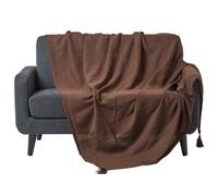 Homescapes Cotton Rajput Ribbed Chocolate Throw, 255 X 360 Cm